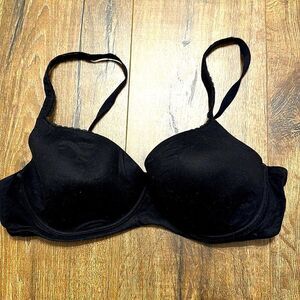 VS Black Picot Trim Body by Victoria Lined Demi/ Demi-Bustle Double Bra